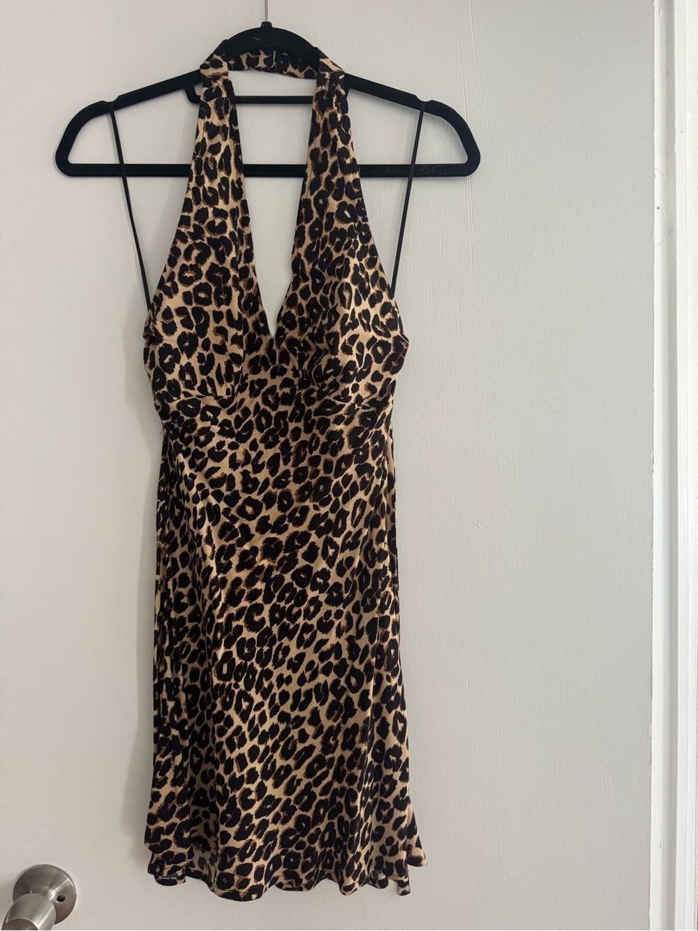 Reformation Leopard-Print Halter Slip Dress - Tan & Black
